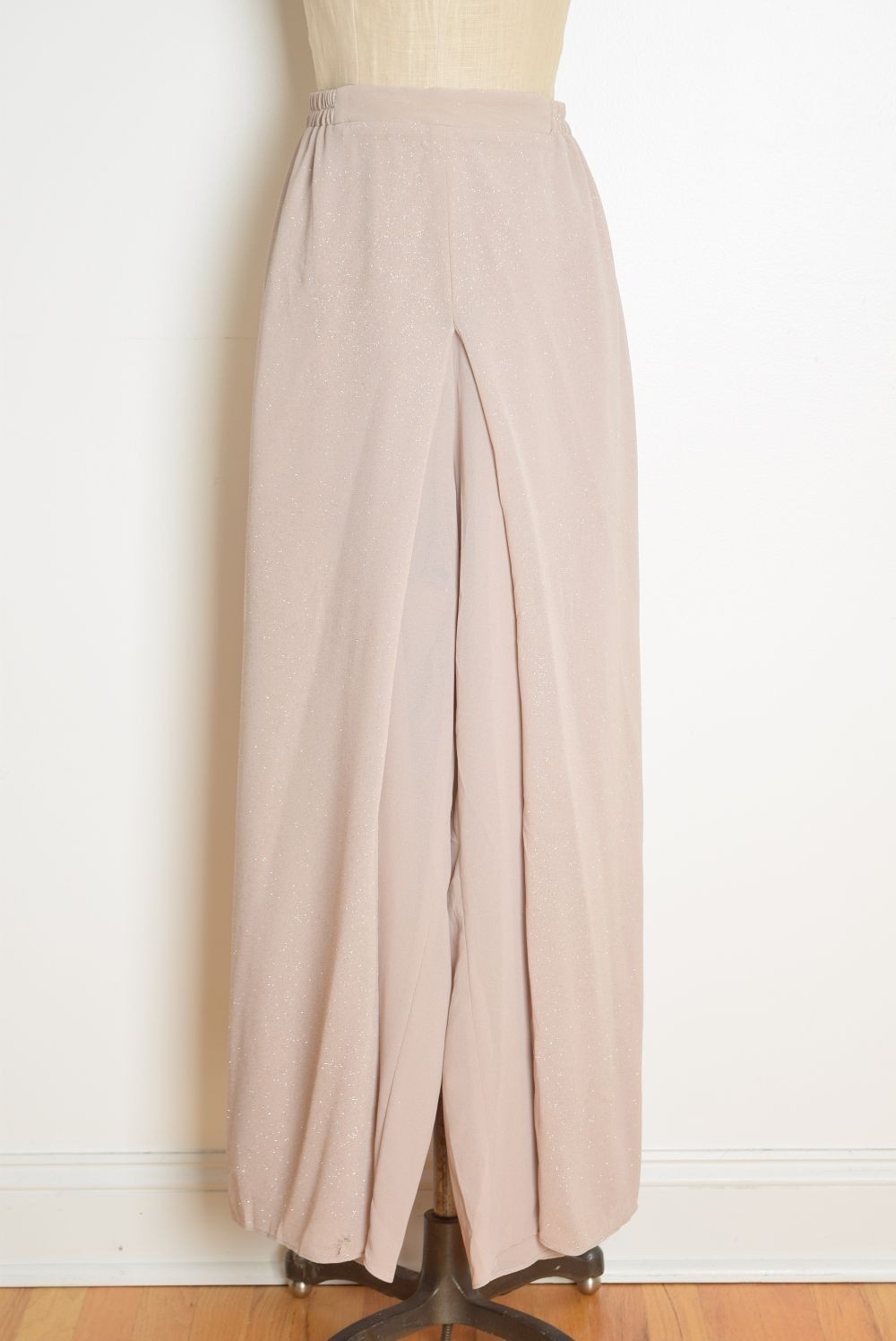 vintage Y2K pants beige glitter sparkle carwash flap wide leg high waist rise XL