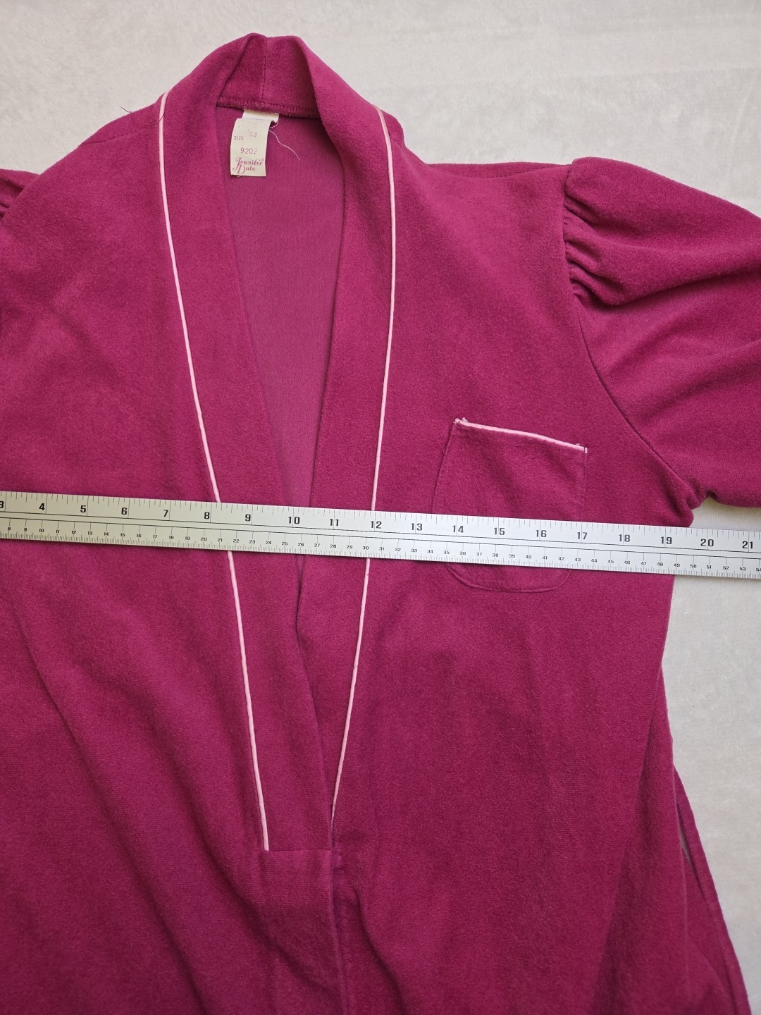Vintage 70s Velour Robe Dressing Gown Hot Pink Fleece Size 13 Jennifer Dale