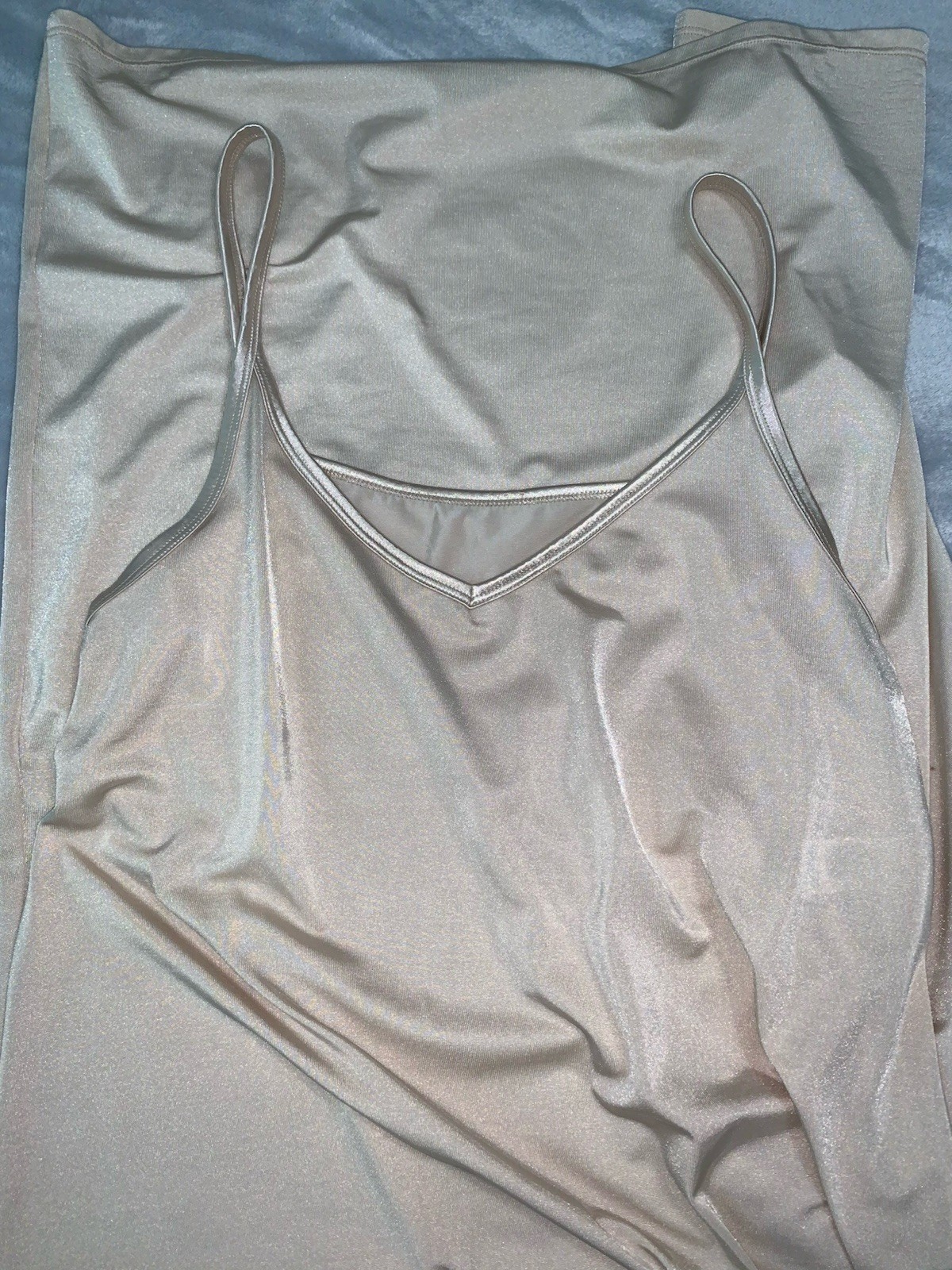 Vtg SHINY SOFT Nylon & Spandex XL 1X Long Vanity Fair Full Slip Nightgown