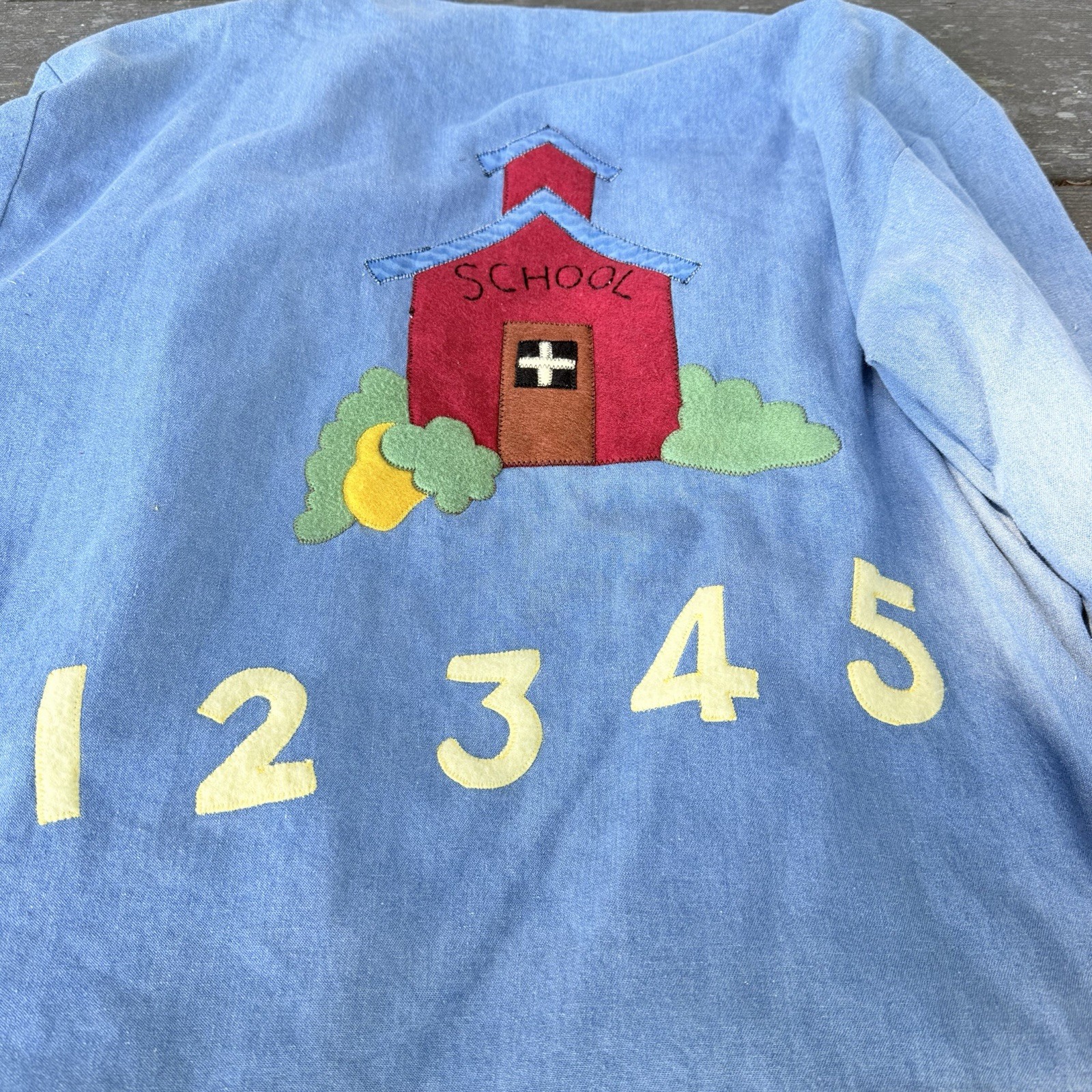 Vintage Handmade Teacher School Jacket Womens XL 23×26 ABC Apple