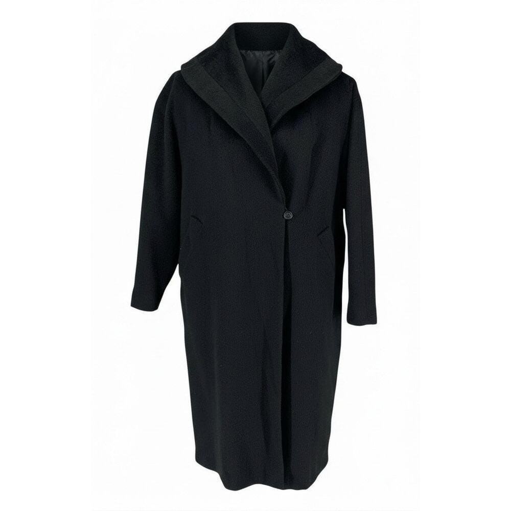 Vintage 40’s Worumbo Woolen Midi Coat Womens XL Wrap Black Back Button Luxury