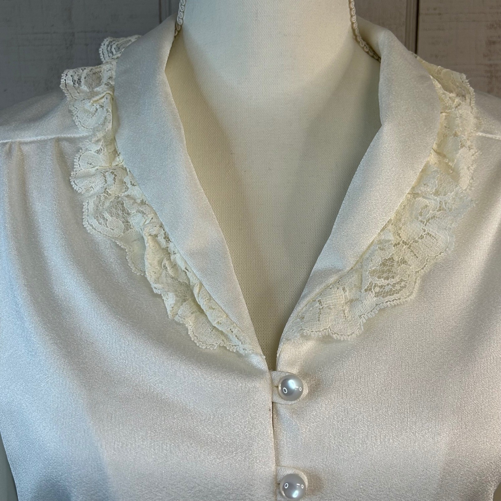 Vintage Fredericks Hollywood Coquette Crop Top Blouse S Satin Lace Romantic 80s