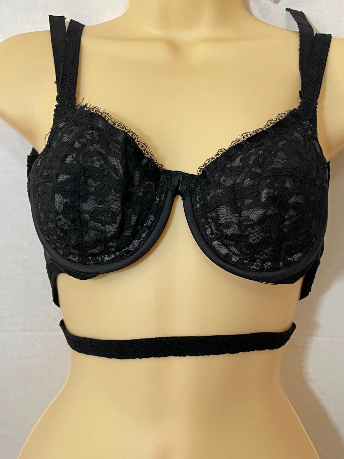 Vtg PRETTY Illusion Floral Lace BRA 32B MONOWIRE Underwire Penneys Adonna