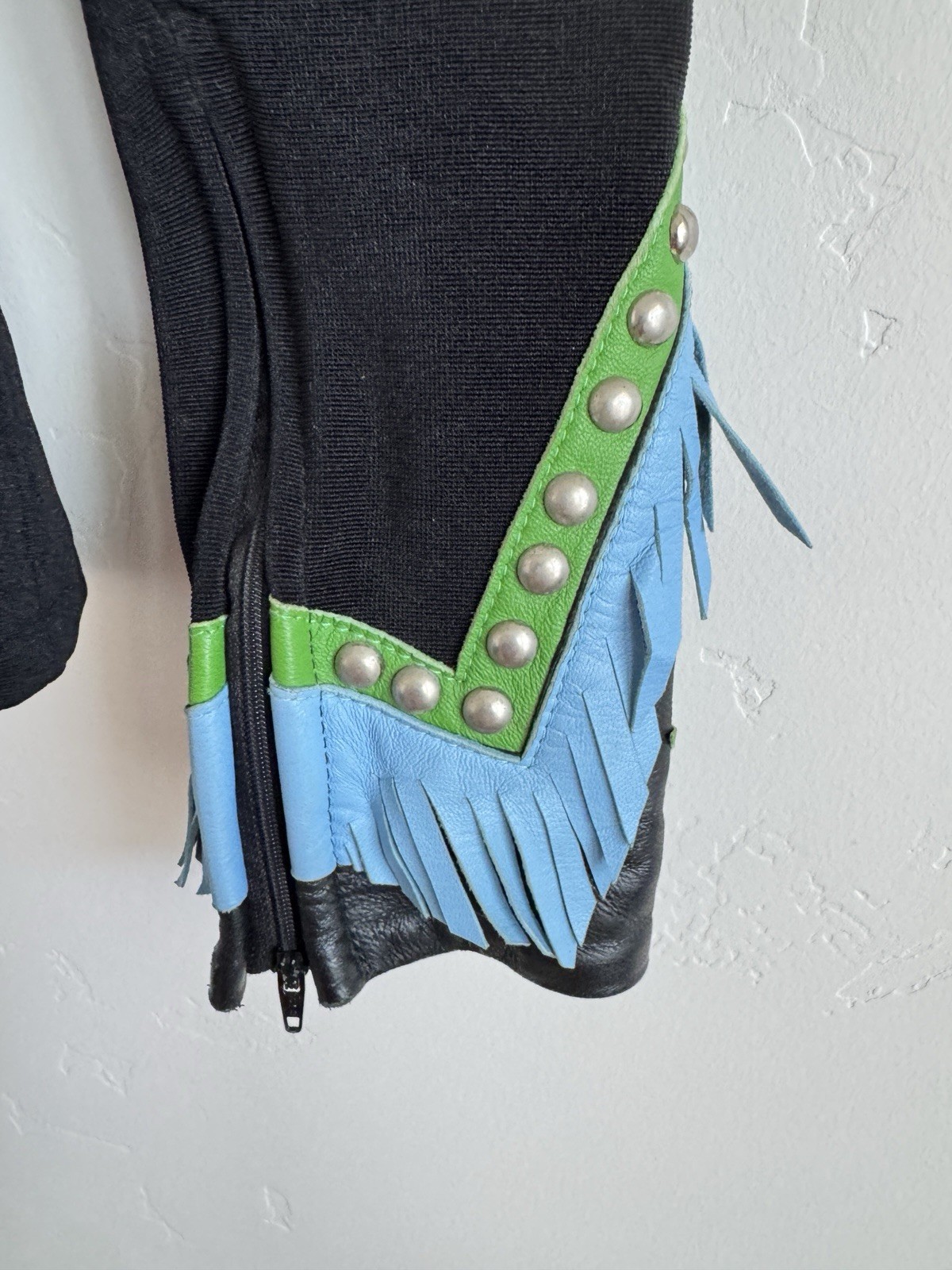 Vintage Custom Western Rodeo Queen Fringe Leather Studded Show Jacket M