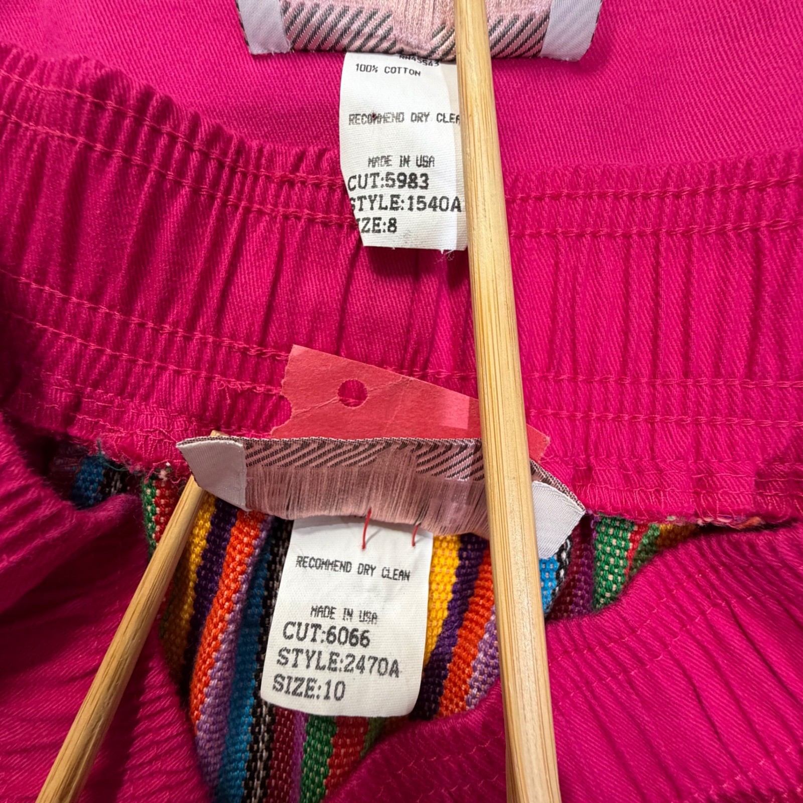 Starfire Vintage 2pc Vest Skirt Set Pink Rainbow Striped Beaded Fringe USA 8 10