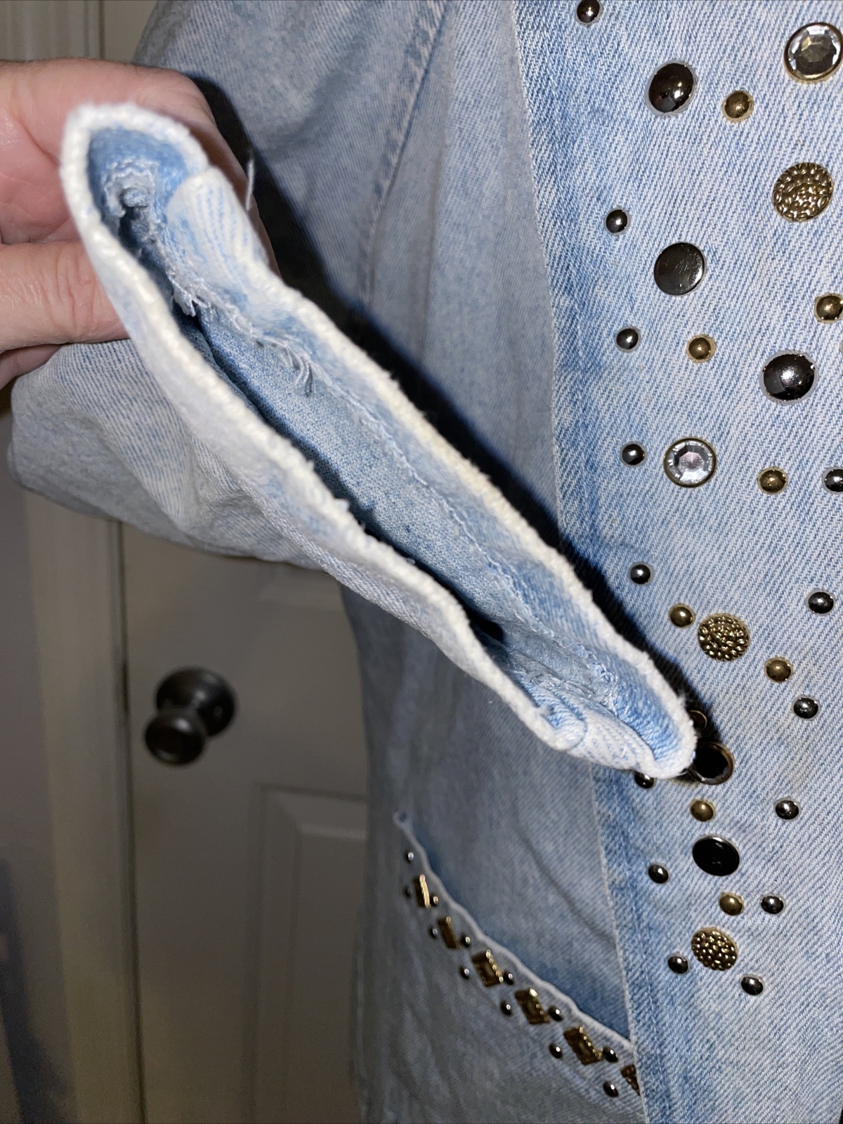 Vintage Denim Jacket Light Blue Cotton Studded Western Rio Size Small