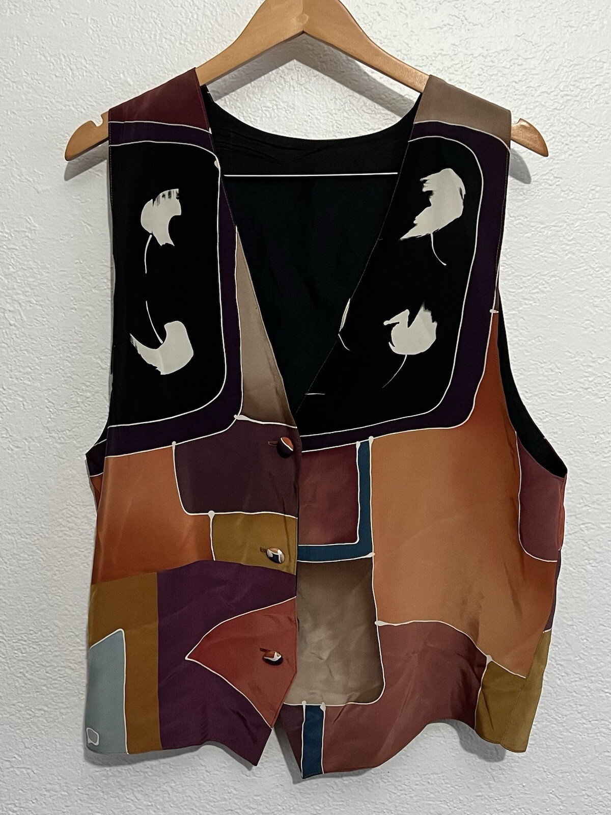 Vtg Shekina Forms Silk Art To Wear Artsy Y2K Abstract Colorful Women’s M/L Vest