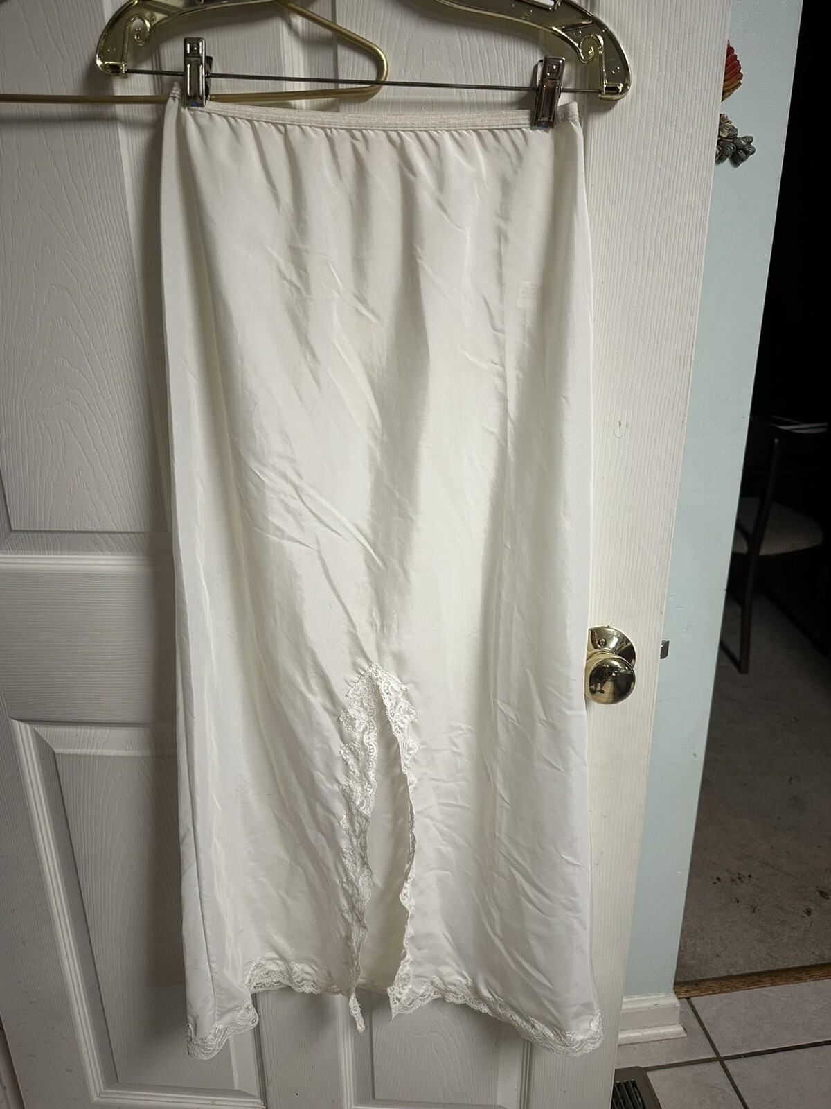 60s 70s Wondermaid Half Slip Small White Long Silky Slit Lace Union Med 26 Thick