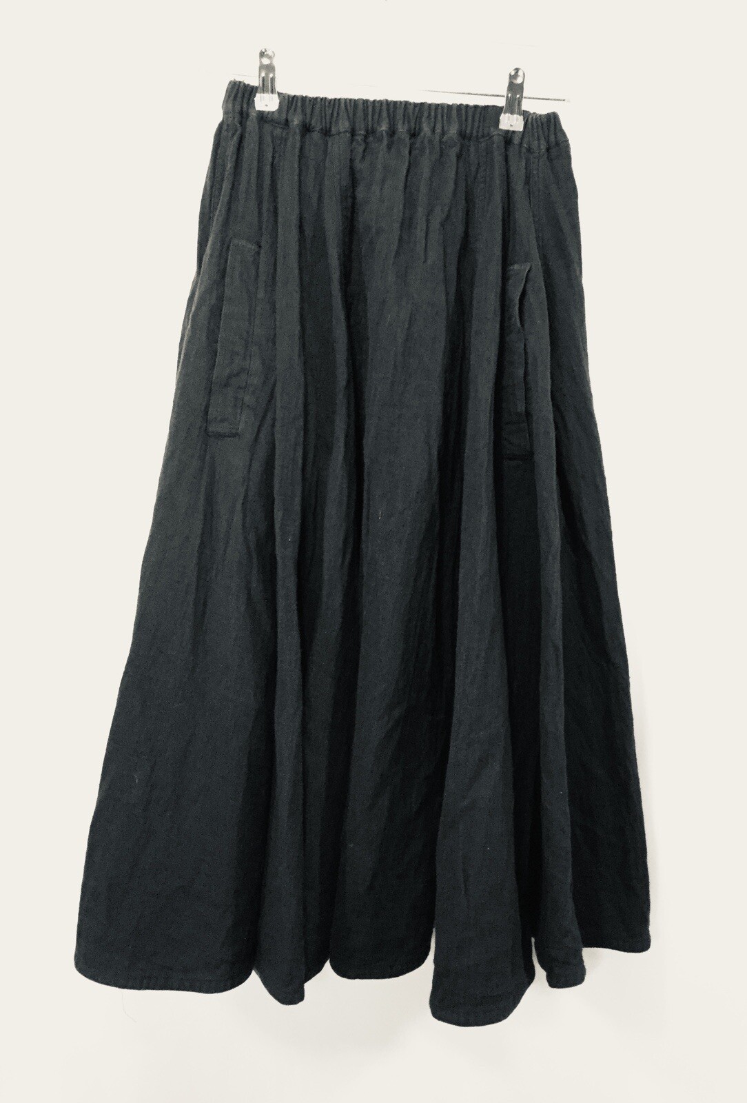 VINTAGE MP Brand Bamboo Cotton Heavy Long Black Full Skirt Pockets Witchy (228)
