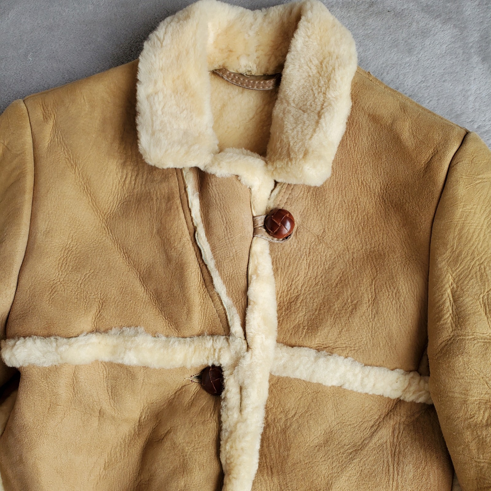 Vintage Knight Tailors Shearling Sheepskin Coat Genuine 70s Rancher Womens 10