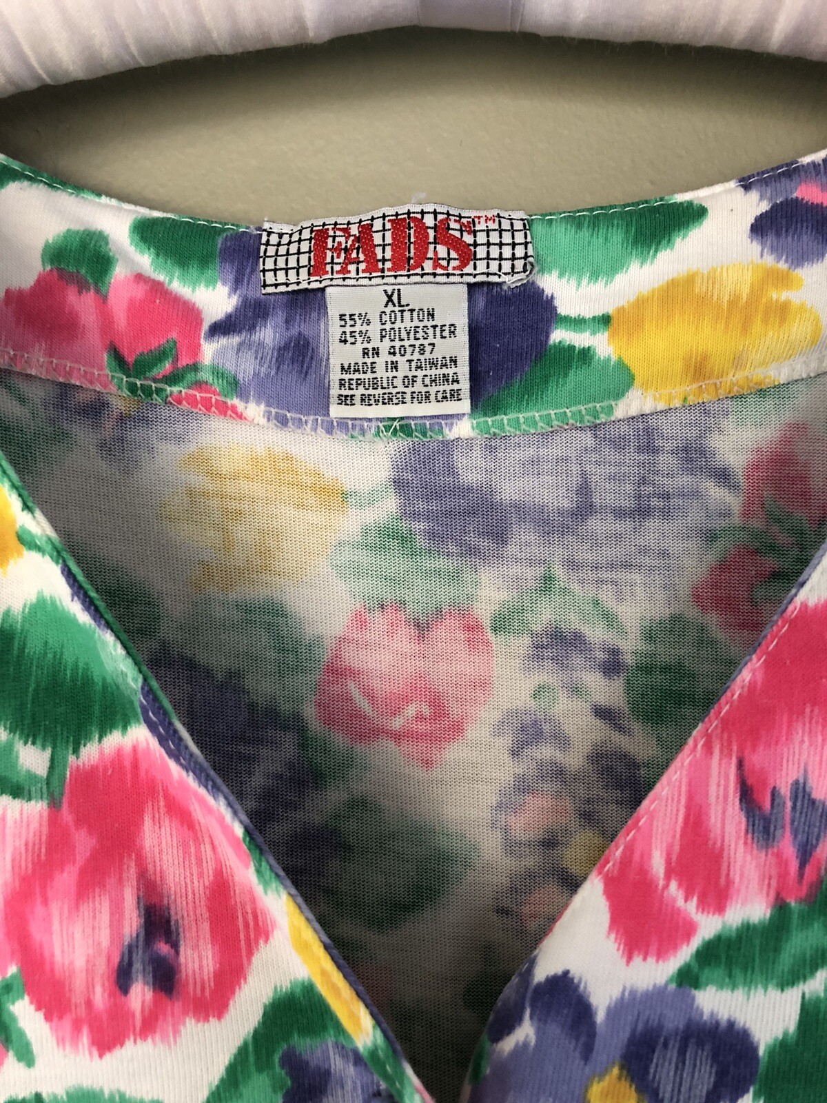 Vintage FADS Drop Waist Floral Dress Cotton Blend Size Extra Large
