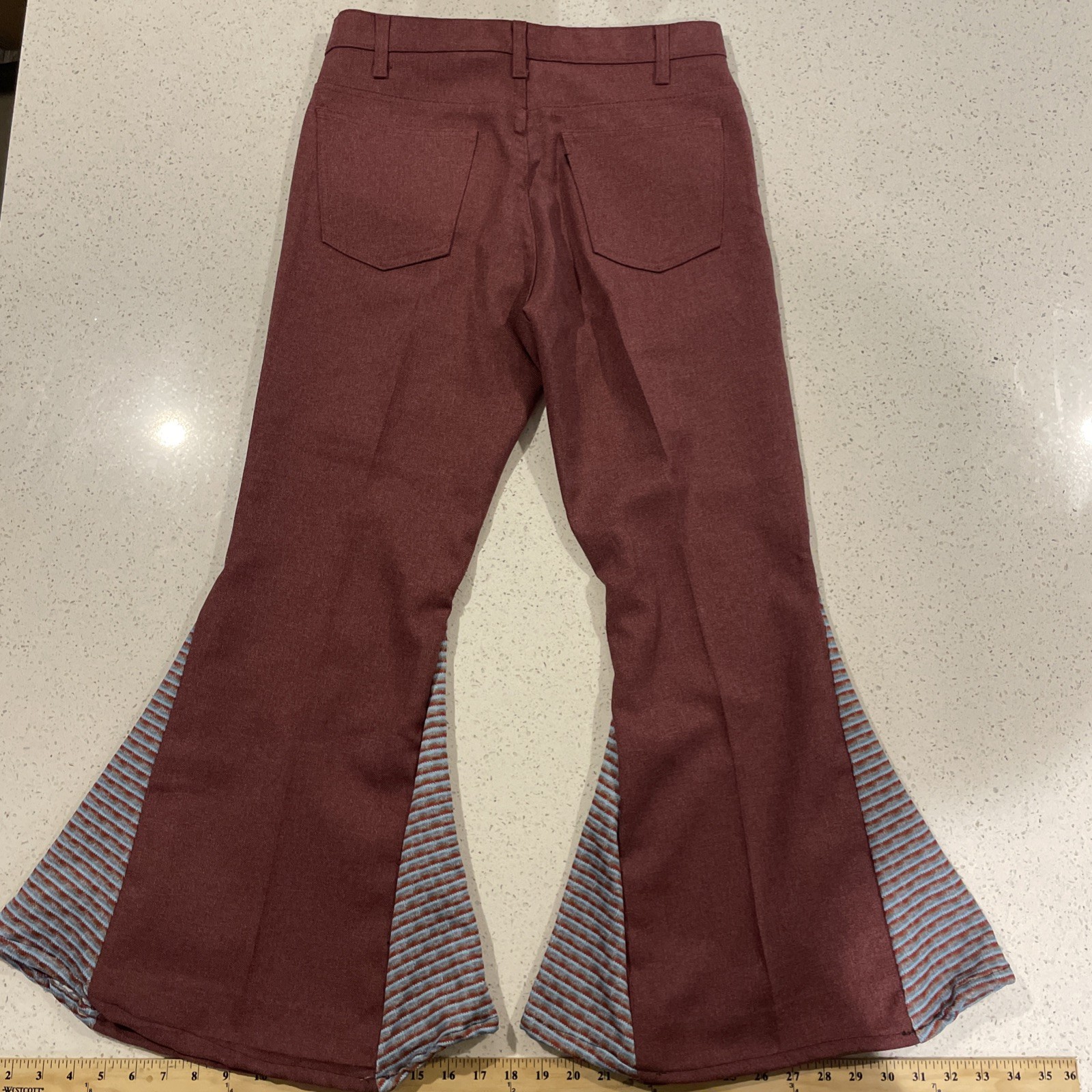 Vintage Bell Bottoms Flare Jeans33/31 Actual 30/27 Short Red Denim High Waisted