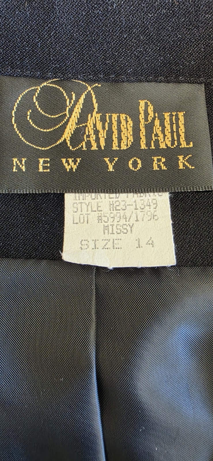 Vintage Faux Suede Long Three Button Jacket David Paul NY Size 14 Miss