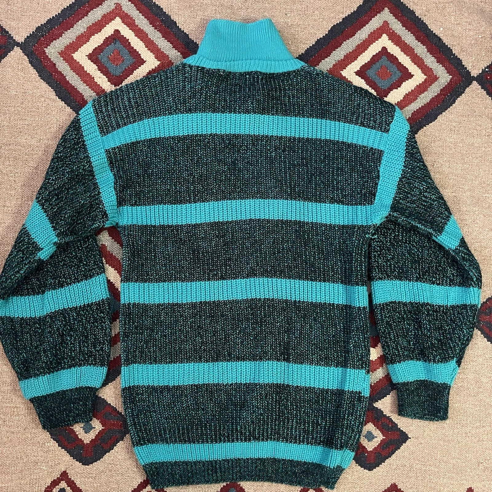 Vintage 80s Helen Sue Sweater Women’s L/XL Boxy Oversized Pullover Green/Black
