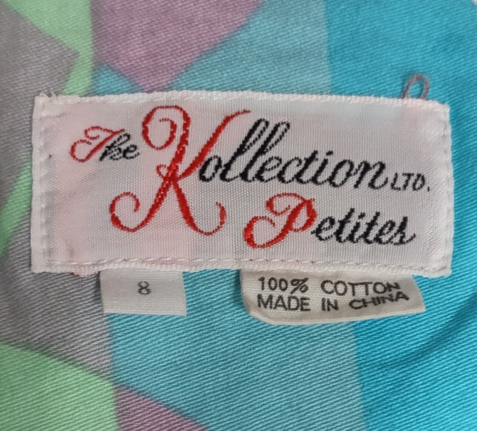 Vintage 70’s The Kollection Ltd Abstract Wrap Polished Cotton Dress Pockets 6-8