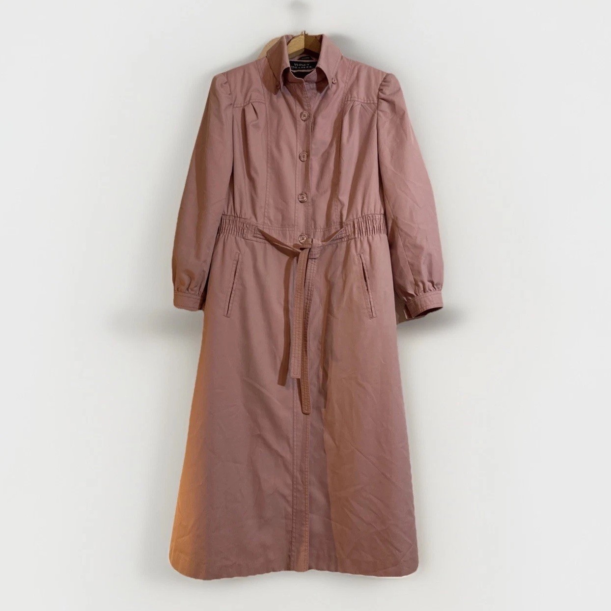 Vintage Windy Weather Dusty Rose Trench Coat Women’s M Pink Belted NWOT