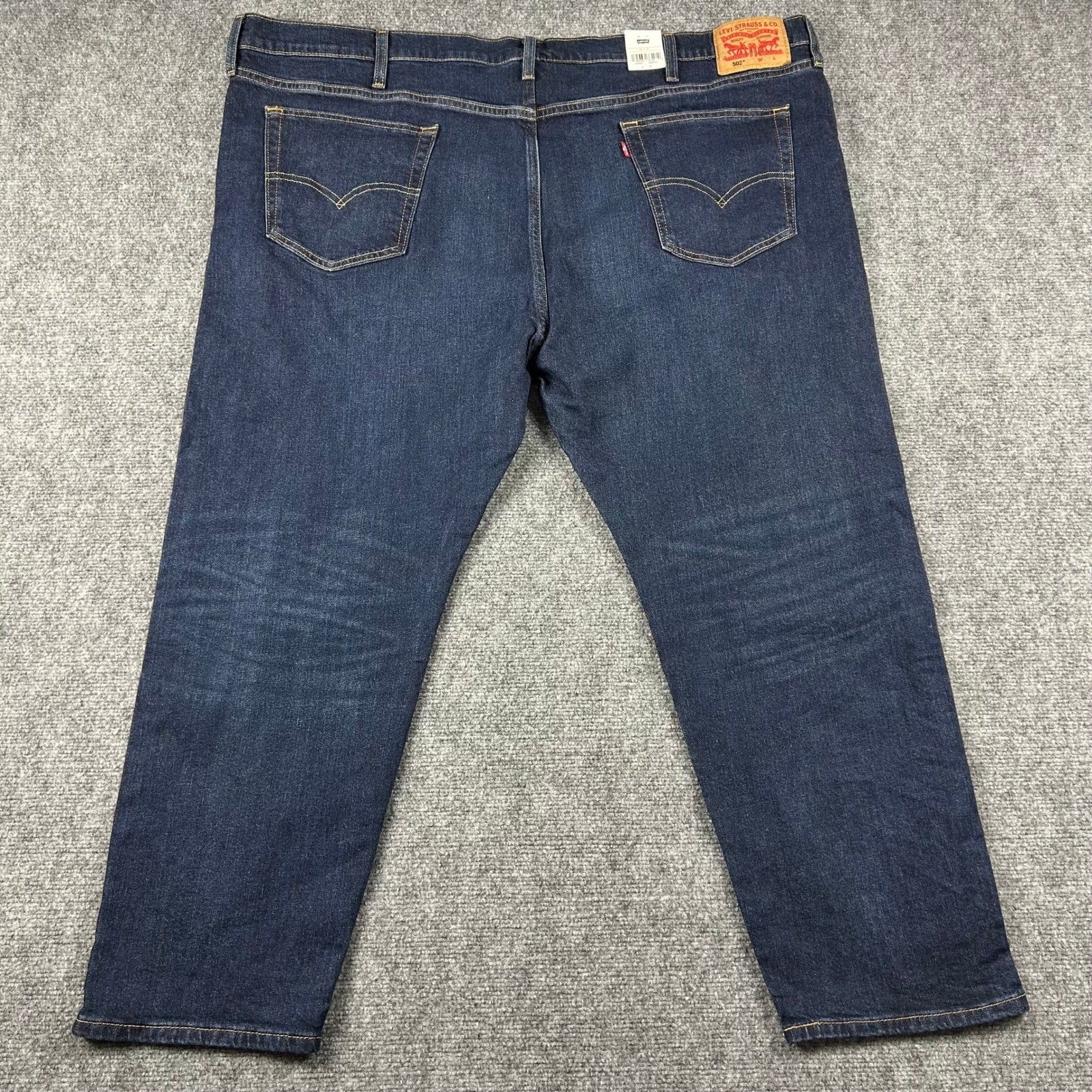 Levi’s 502 Taper Jeans Men 50×30 Blue Dark Wash Flex Stretch Denim New