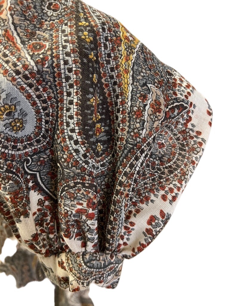 VTG 70s Samara Paisley Dress Corset Lace-Up Boho Peasant Festival Wear Sz S NWOT