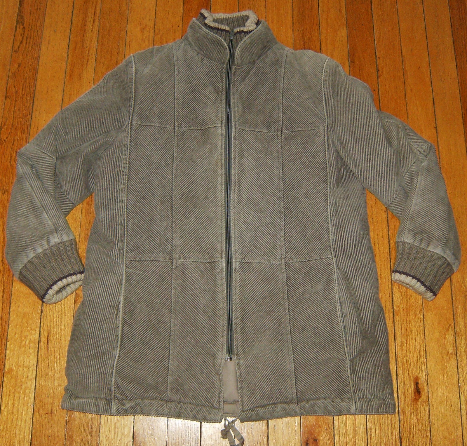 Vintage FOXLAND Herringbone Corduroy Jacket Gray Size M 7/8 Reversible 1980’s