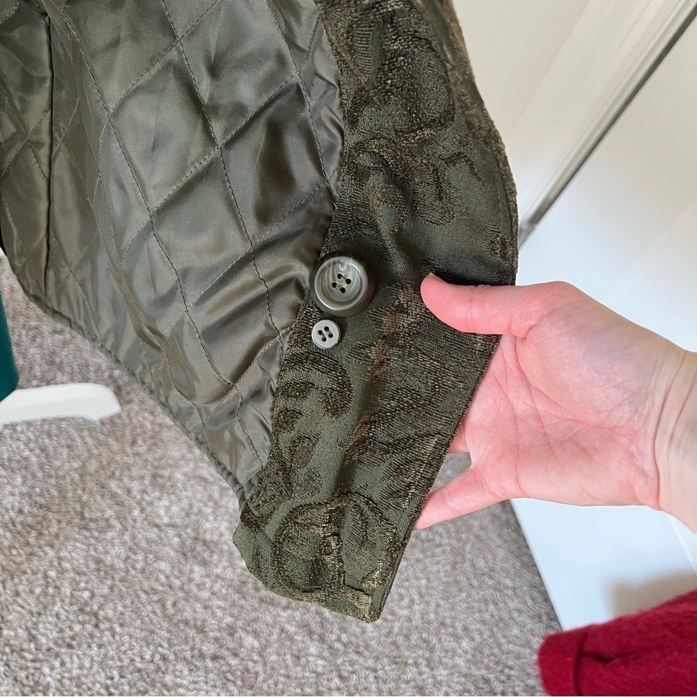Giacca Gallery Vintage 90s/Y2K Dark Green Embroidered Boho Jacket Faux Fur 🦚
