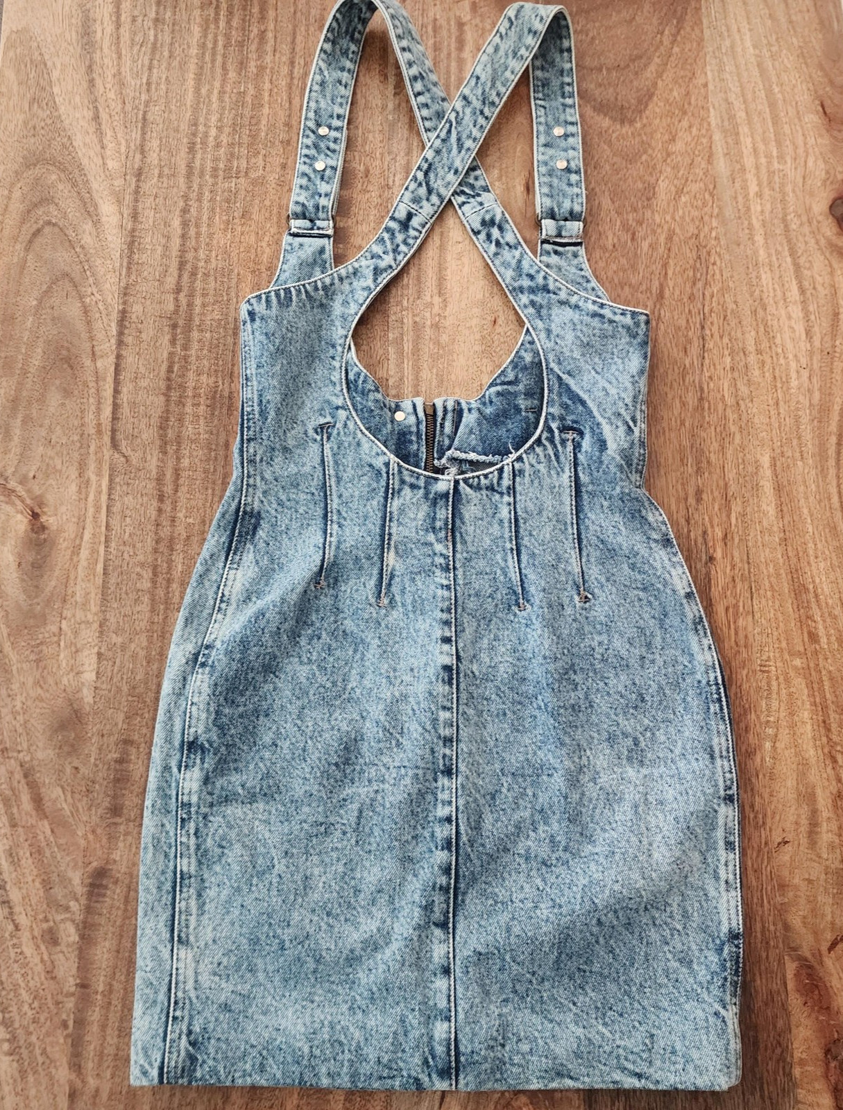 Vintage Filippo Totti Dress Womens 7/8 Blue Denim Overall Jumper Acid Wash 80s