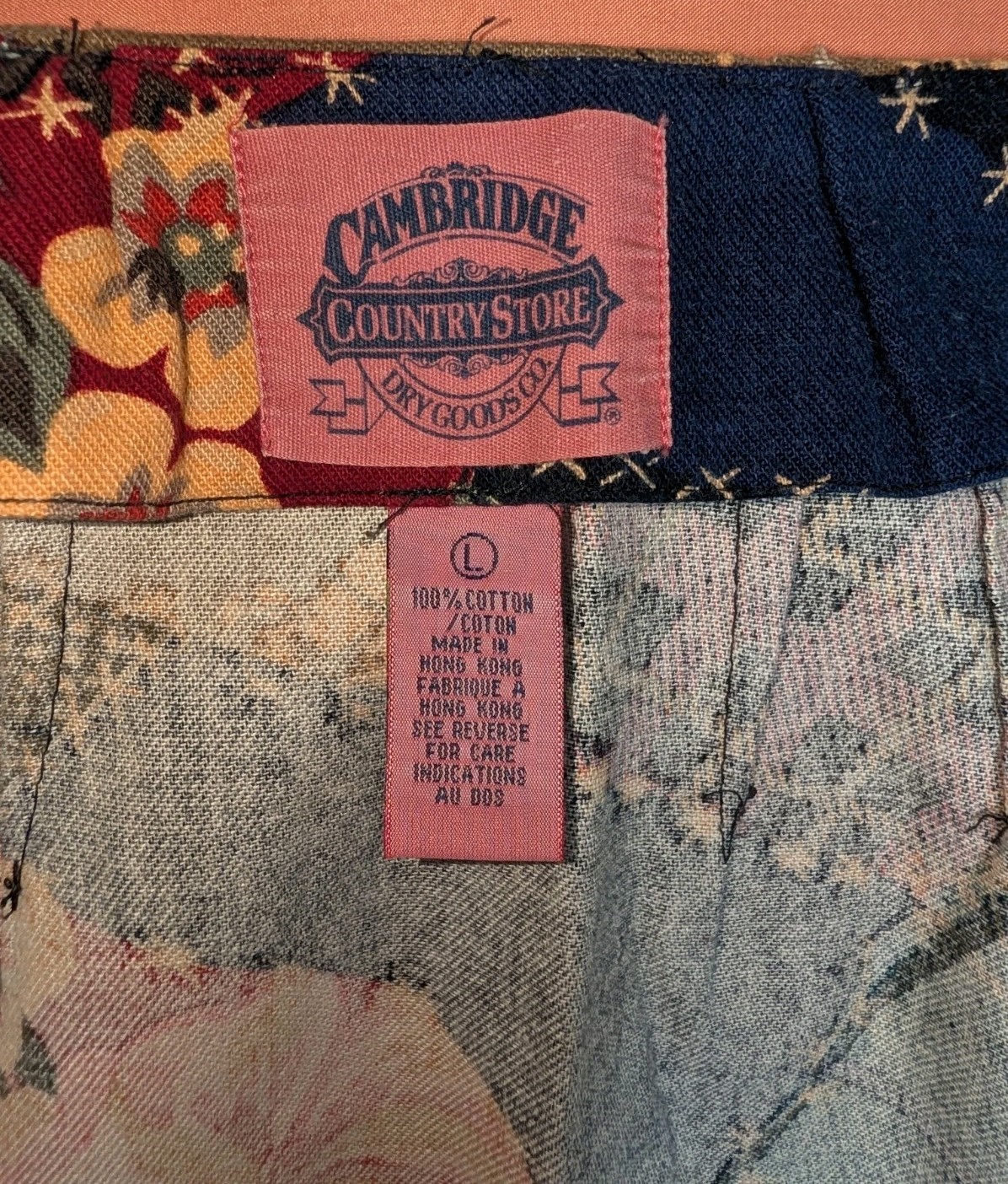Vntg 90s Wrap Skirt Cambridge Dry Goods Patchwork Cotton Cottagecore Boho Maxi L