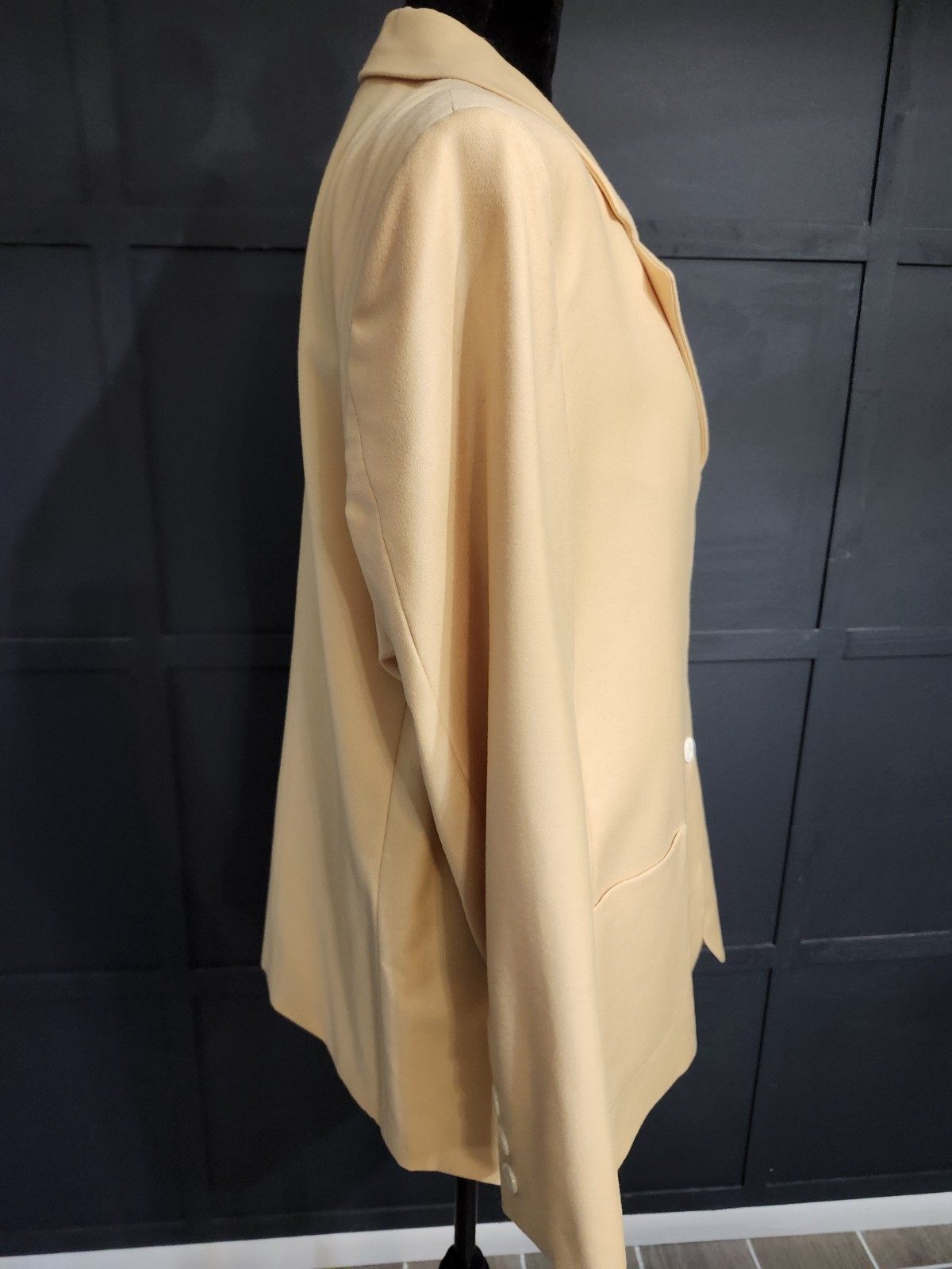 Vintage Bernard Zins Paris Womens Blazer 100% Wool And Cashmere Sz 14 Yellow…
