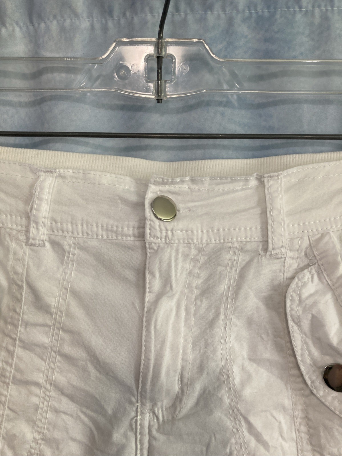 Vtg Y2K Jazzie White Cargo Capris Juniors M 14” Waist Grunge Utility Crop Zipper