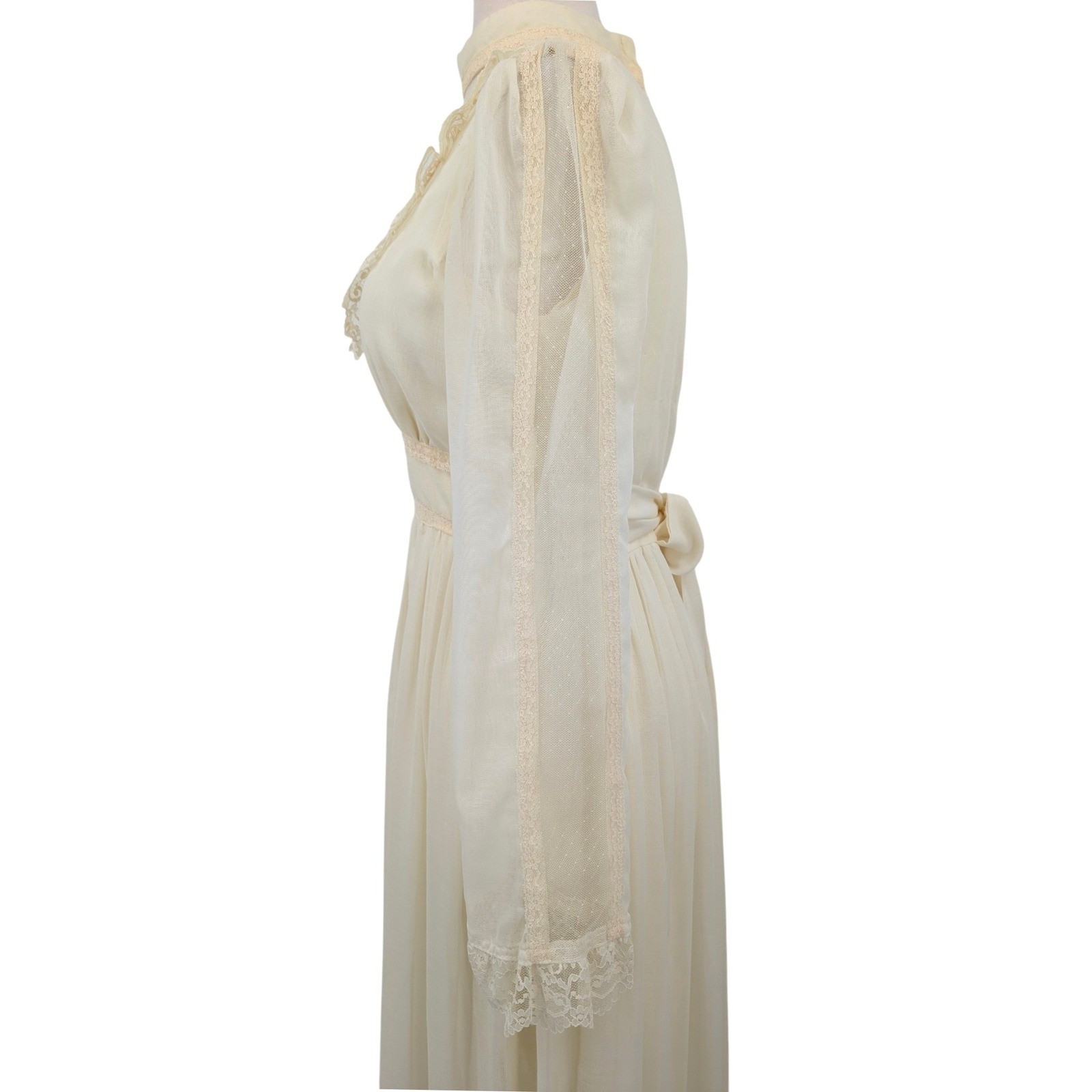 Vintage Gunne Sax by Jessica Ivory Lace Prairie Maxi Dress Romantic Boho Sz 13