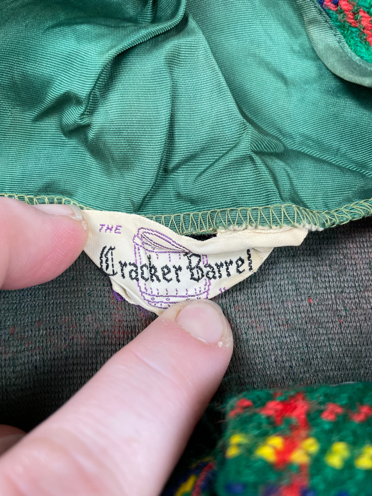 Vintage Cracker Barrel Jumper Mini Dress Womens Green Tartan Plaid Wool 50s 60s