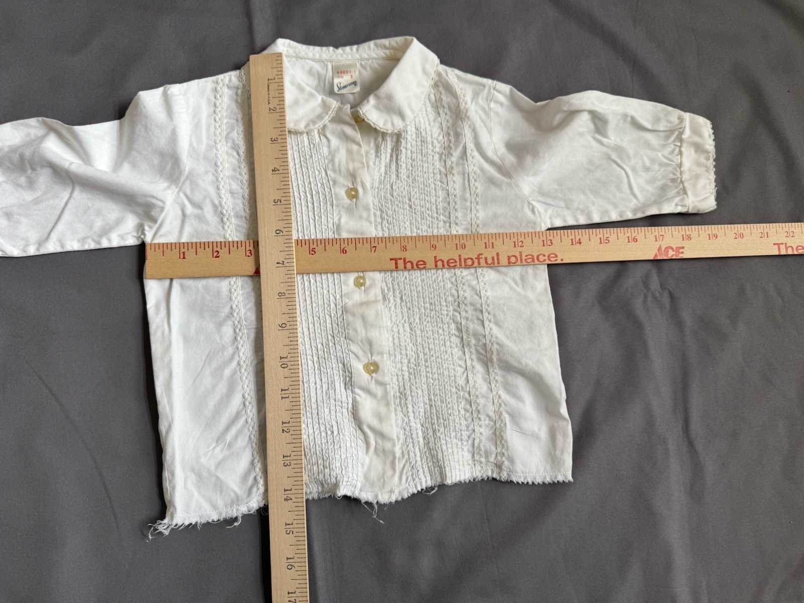 Vintage Stoneswear Girls Blouse 1960s sz 5 Lace Trim Pleats Detail Top Shirt