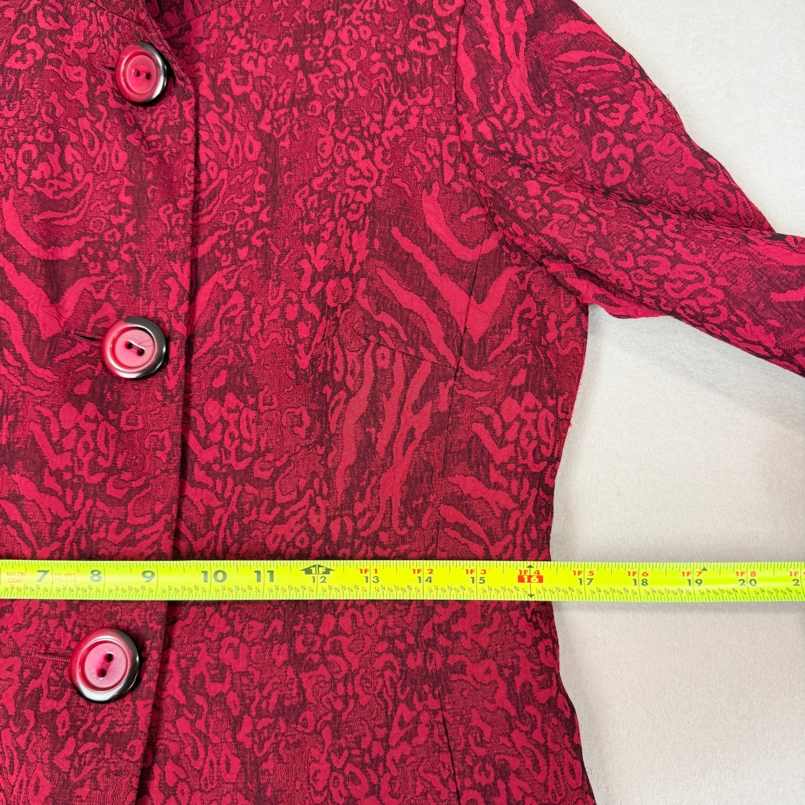 John Meyer of Norwich Vintage Red Animal Print Jacquard Car Coat Blazer Size 10