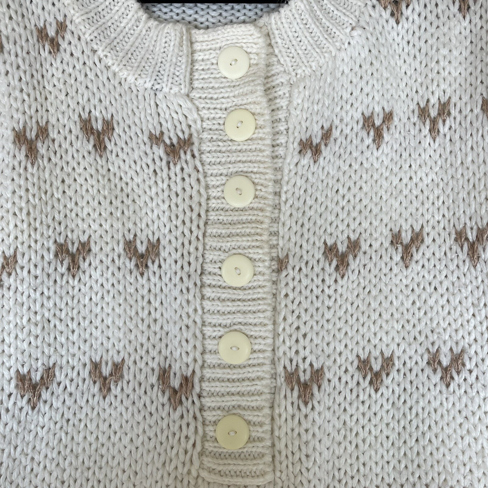 Vintage 80’s Yoido Club Sweater Womens Size Medium Cream Pink Hand Knitted Soft