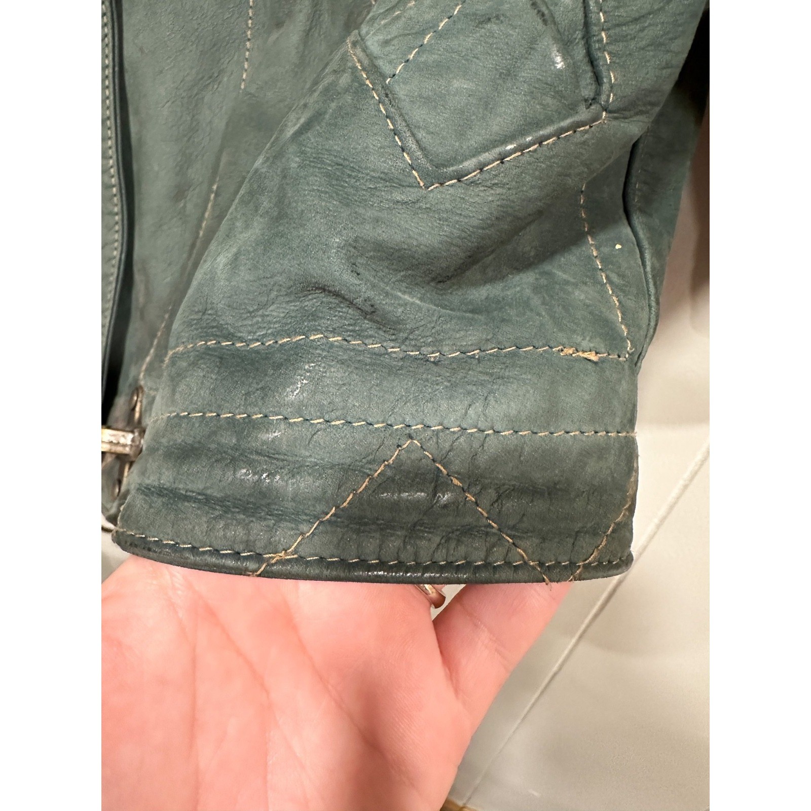 Vintage Lloyd Elliot Country Club Leather Jacket Green Womens M