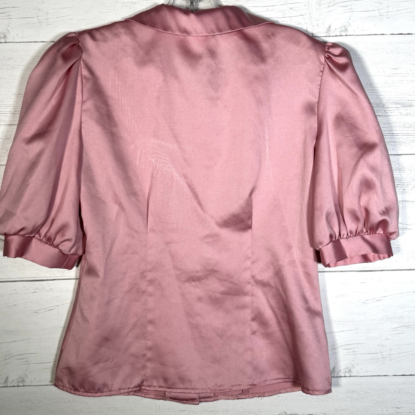 Vintage 70s CANDI Jones California Pink Puff Sleeve Blouse Embroidered Beaded M