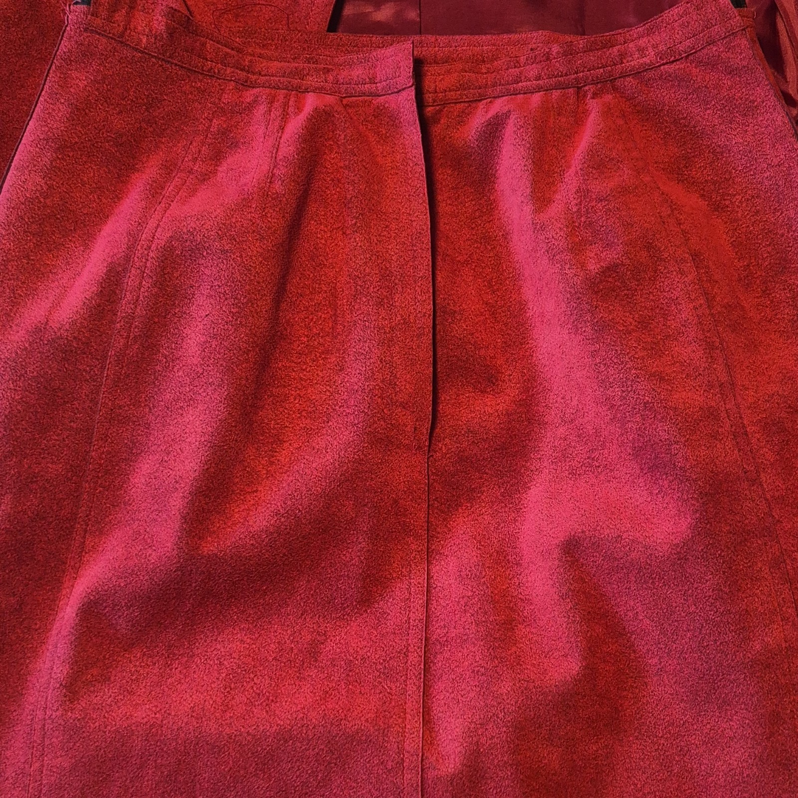 Women’s Red Suede Vintage Blazer And Skirt Set Luigi’s Fashions New York