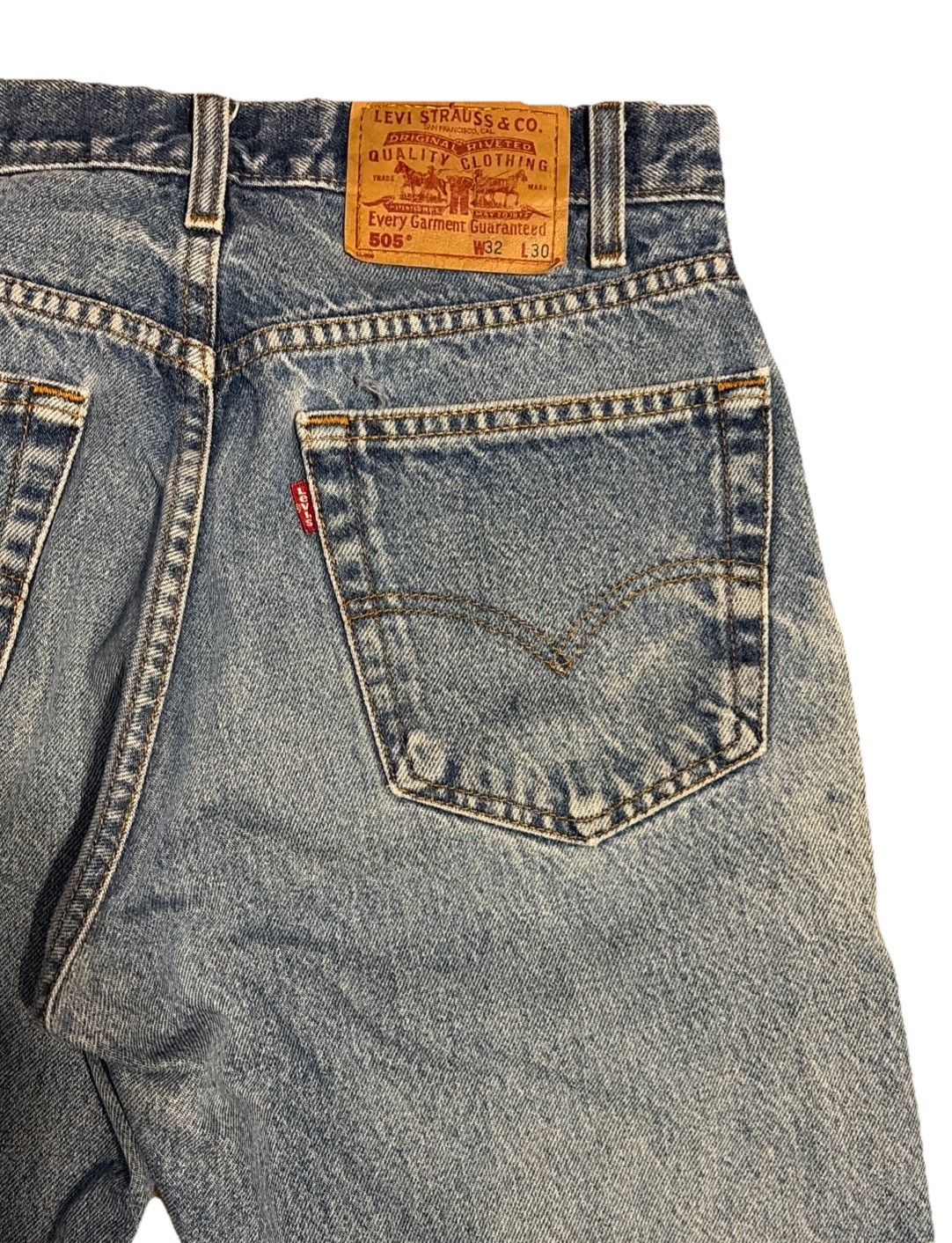 Vintage Levis 505 0216 Womens 31×26 Jeans Straight Distressed Paint Indigo Fades