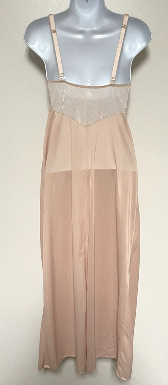Glydons Of Hollywood Long Nightgown Shimmering Bodice Size M Pink Satin Lingerie