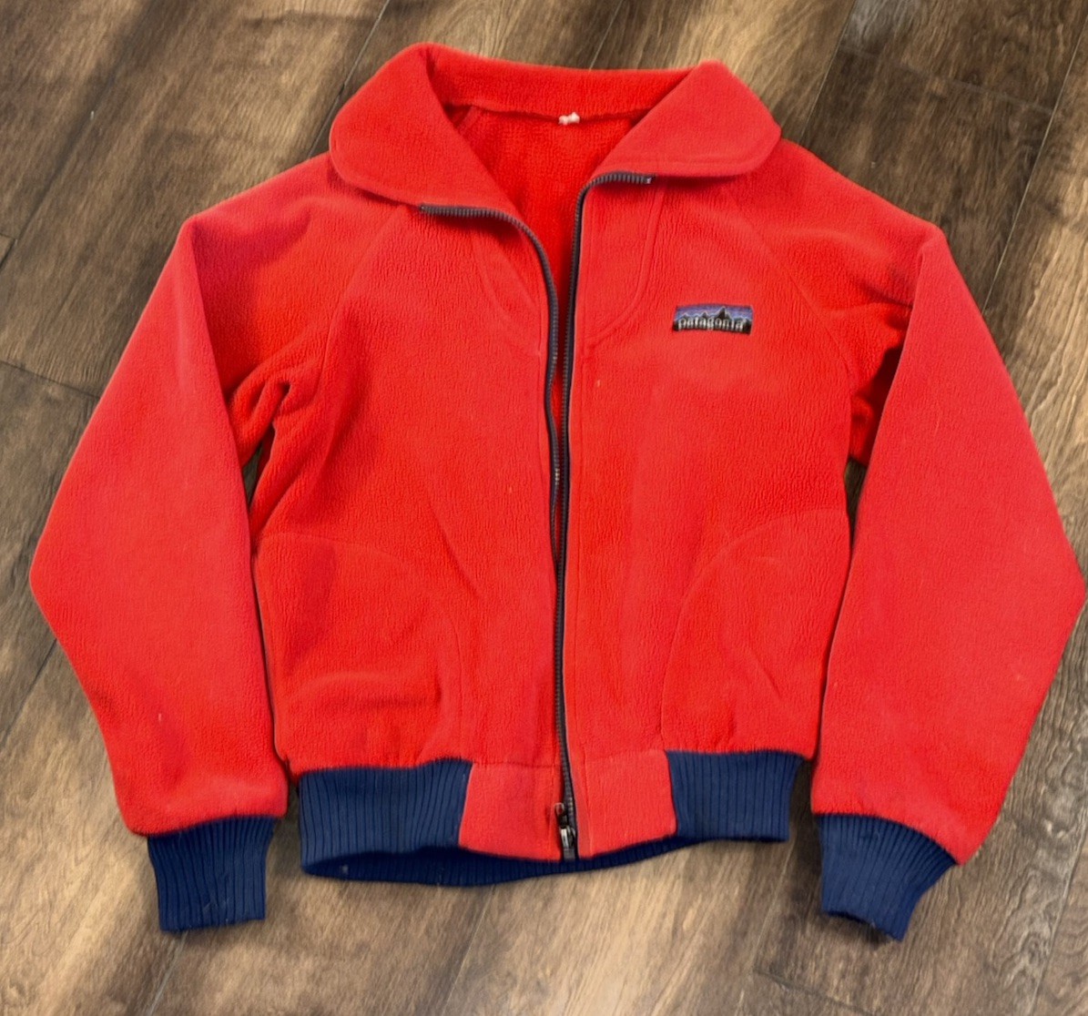 Vtg Patagonia Big Logo Womens Fleece Jacket 13/14 Full Zip 70s Rare Broken Zip