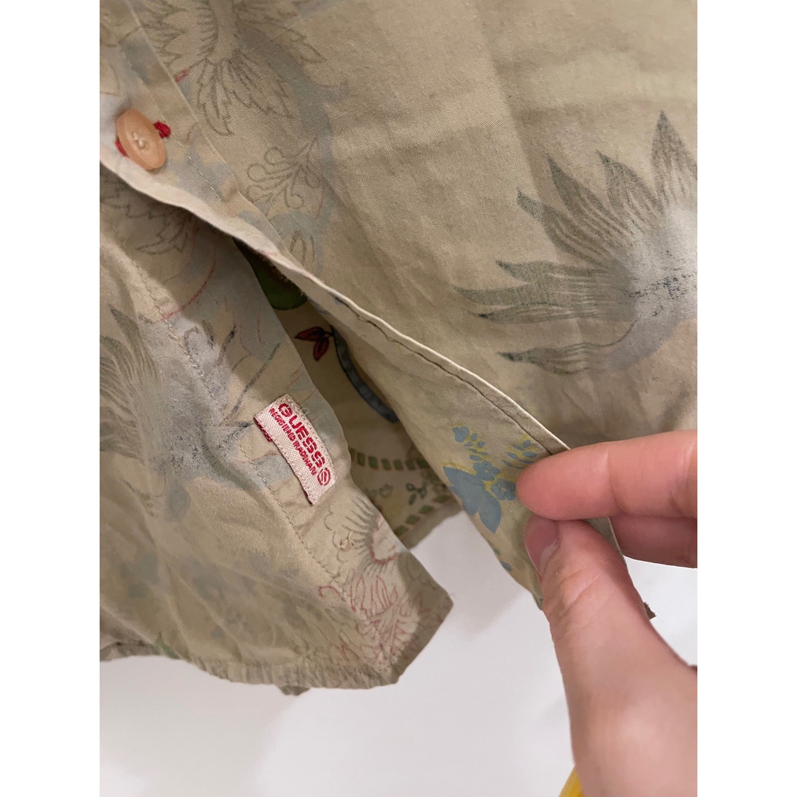 Vintage Y2K Guess Button Down Shirt Floral Leaves Plants Chic Boho