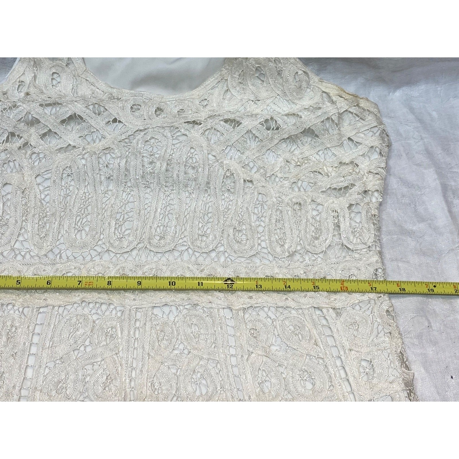 Vtg Y2K Kroshetta By Papillon Ivory Crochet Knit Midi Dress Sz XL