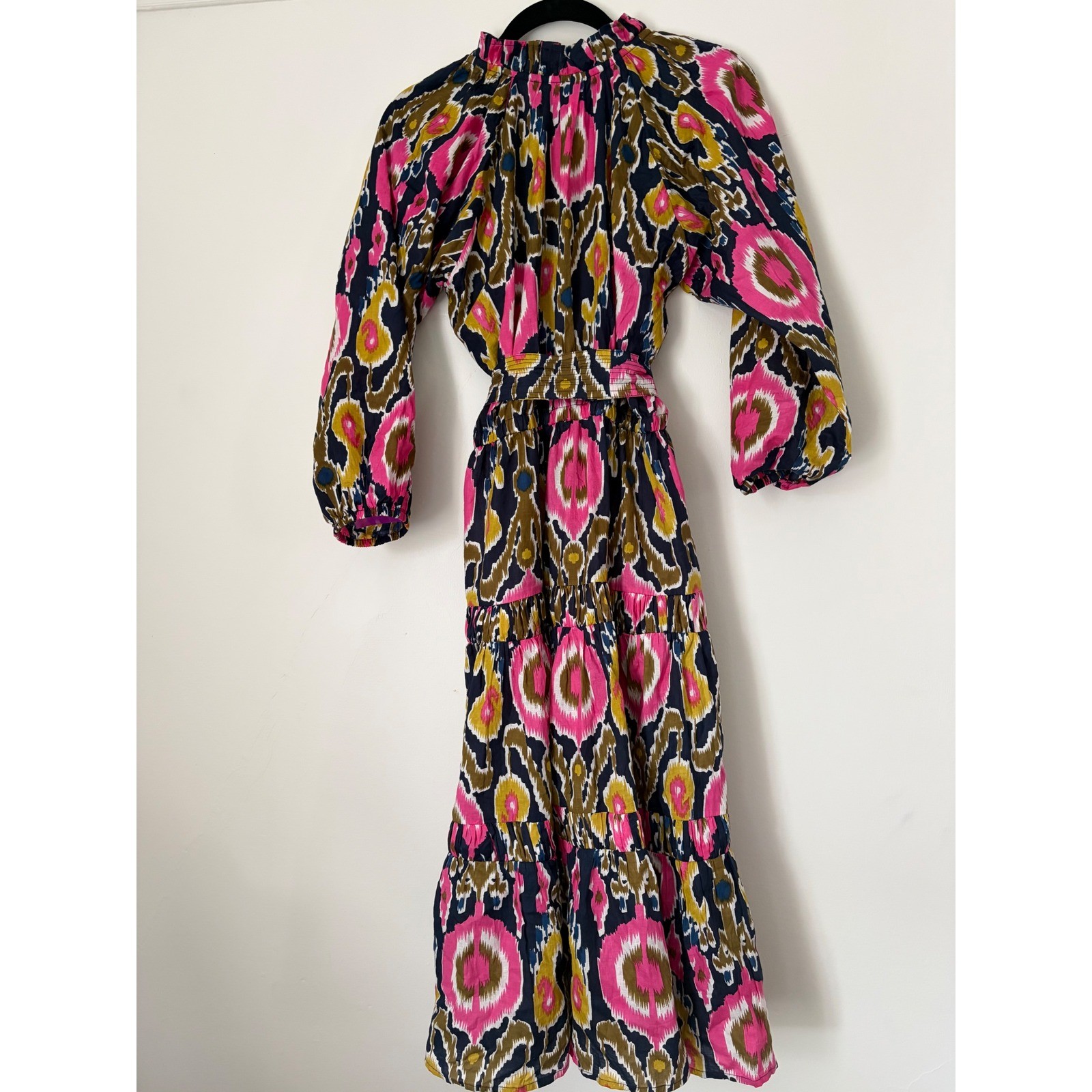 Vanessa Fox The Lowell Boho Ikat Belted Cotton Dress Size Medium