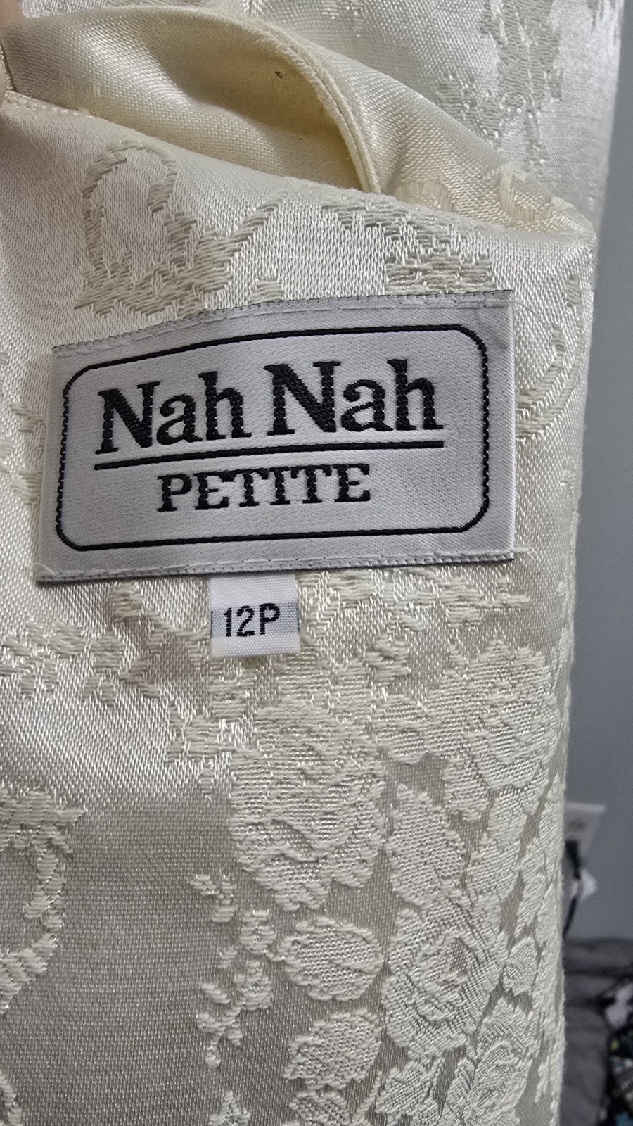 Vintage 1980s Nah Nah Petite Brocade Skirt Suit Ivory Bridal Cottage core