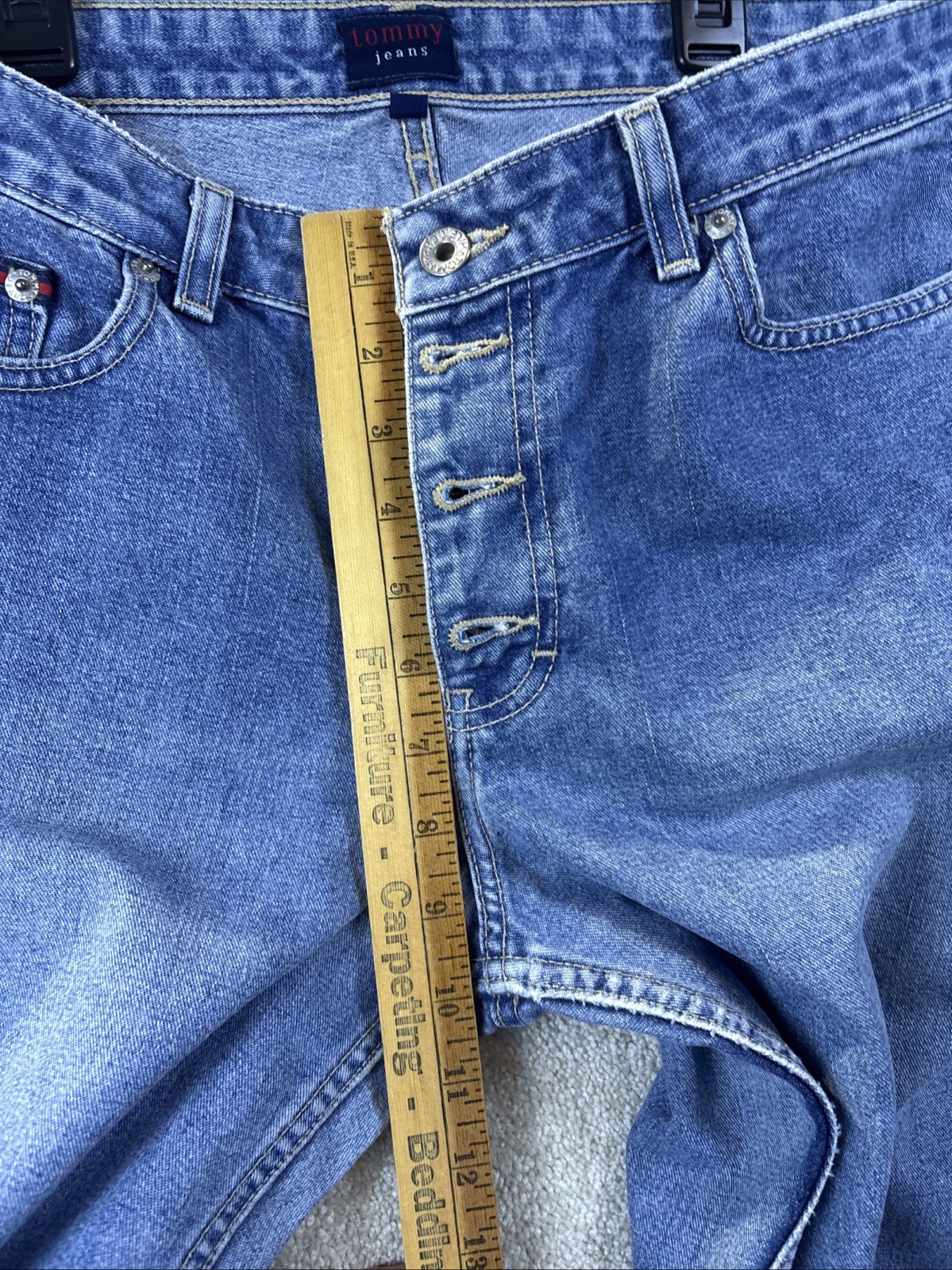 Tommy Jeans Button Fly Denim Womens 13 Junior (32×31) Blue Vintage Straight Leg