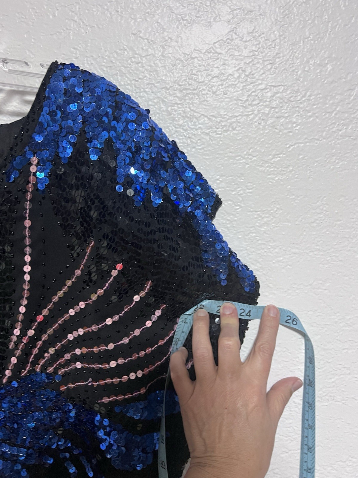 Vtg Disco 1980s Sequin Butterfly Top Batwing Dolman Sleeve Hand Embroidered