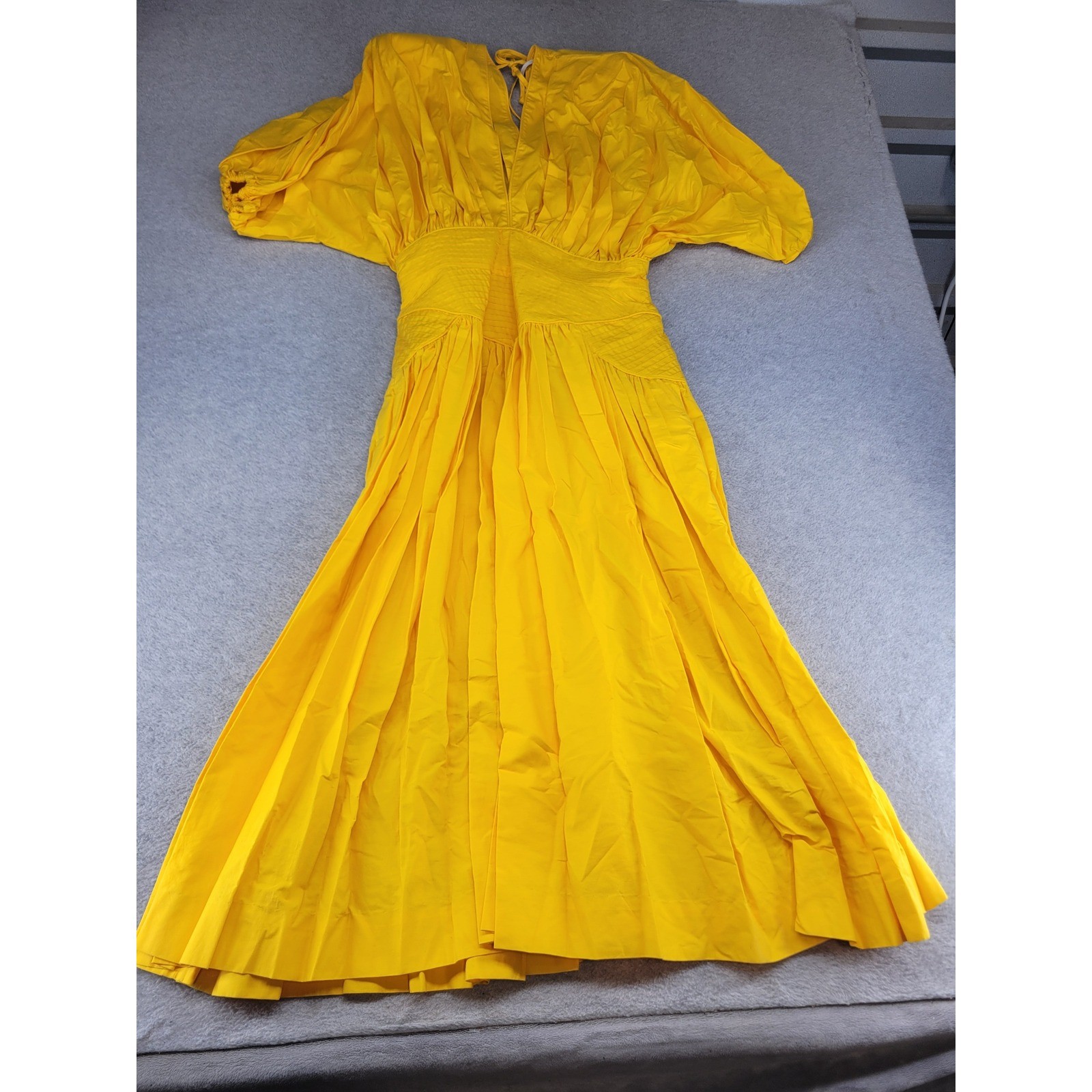 Barboglio Cristina-Jan Vintage Yellow Cotton Dolman Sleeve Midi Dress Size 12