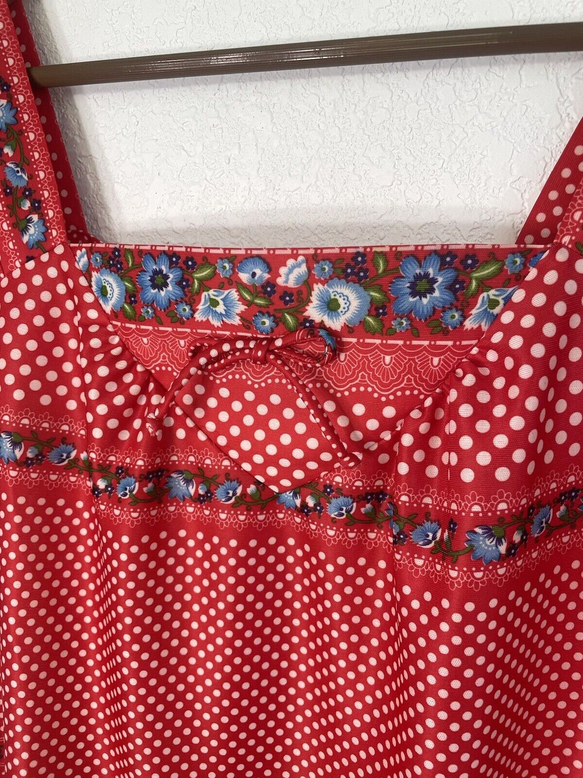 Vintage Ja-Na of Hawaii Women’s RED Floral Dress Maxi Long Polka Dot SIZE 9 Jana