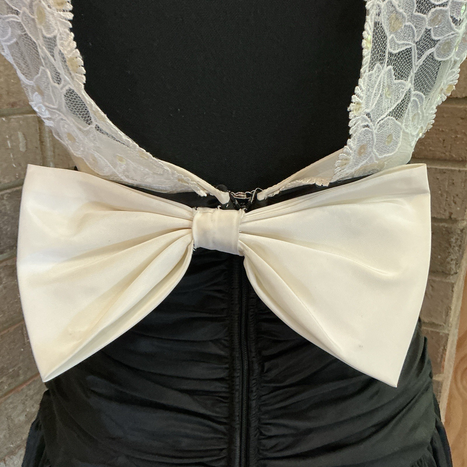 Vintage HW Collections Party Dress Womens Sz 7/8 Black Lace Bow Prom Dress #45F3