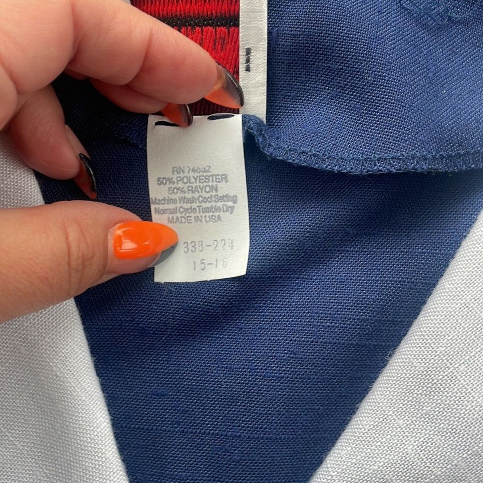 Shelly Michaels Vintage Button Down Dress Navy White 15/16