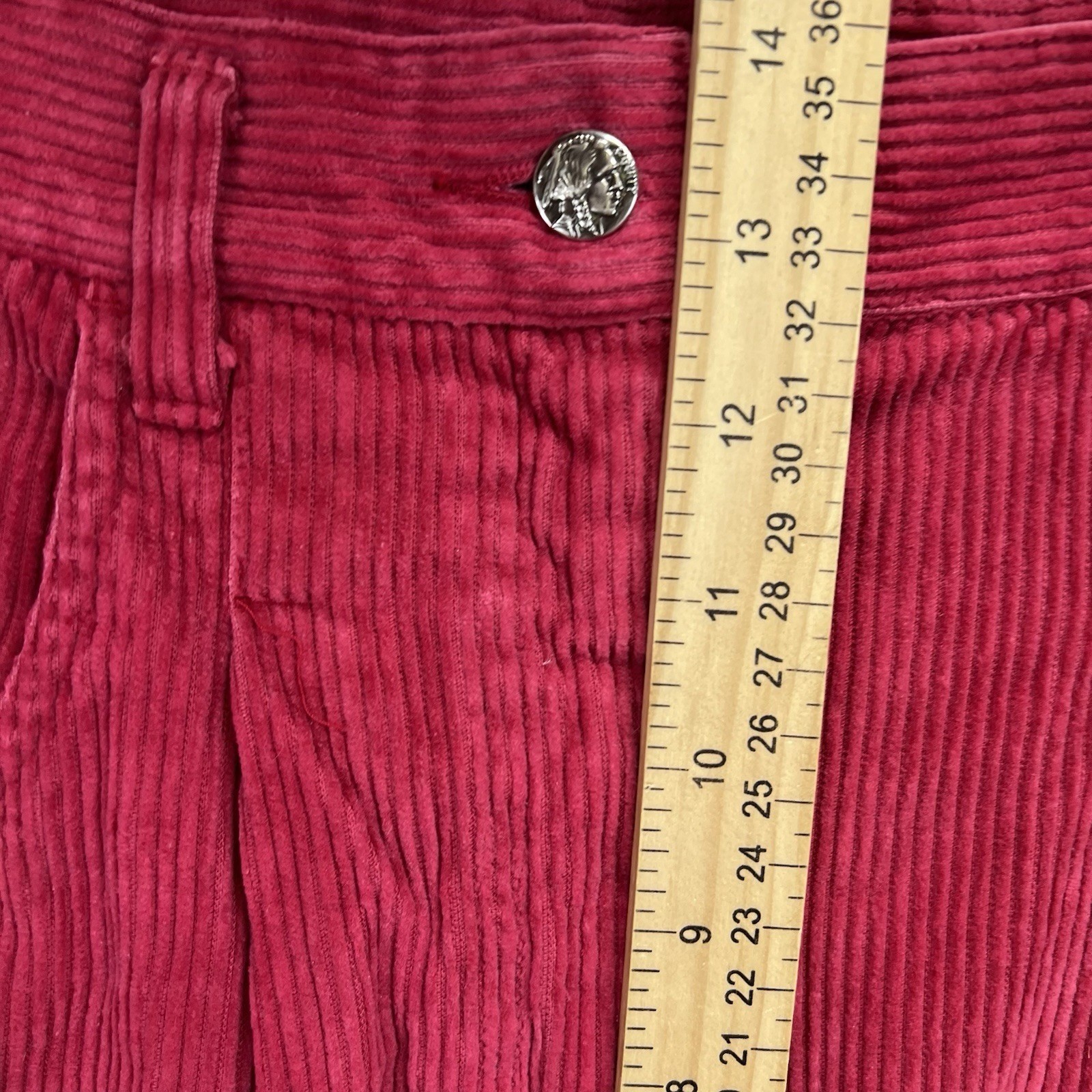 Cambridge Dry Goods Corduroy Pants Waist 26 Red High Waisted Pleated Mom VTG 90s